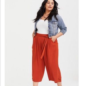 Torrid Orange Terracotta Gauze Wide Leg Crop